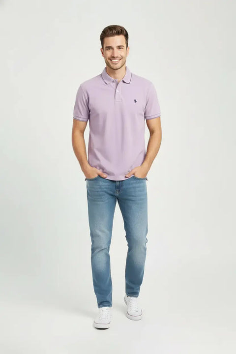 Men Pique Polo - HTR -GREY