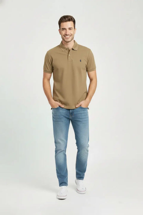 Men Pique Polo - Khaki