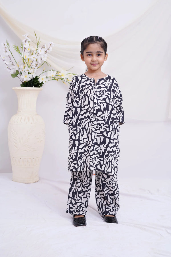 Girls Printed Suit 342128-EX-0000003647-BLACK-GS24-154-GH-05 