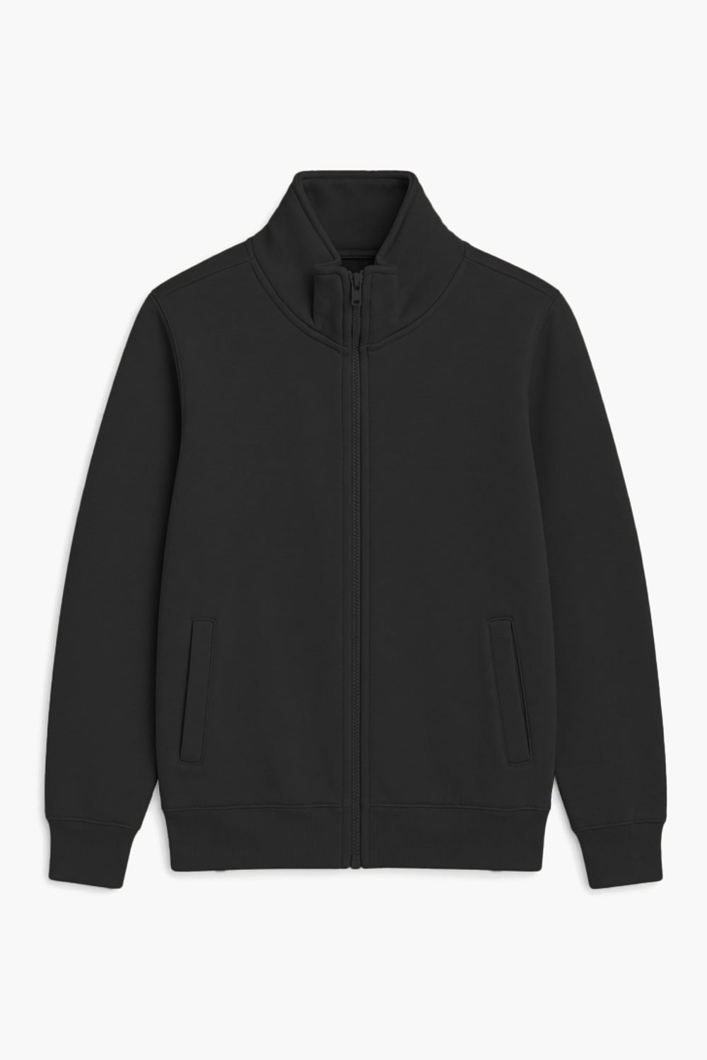 Men Fleece Branded Zipper - Black