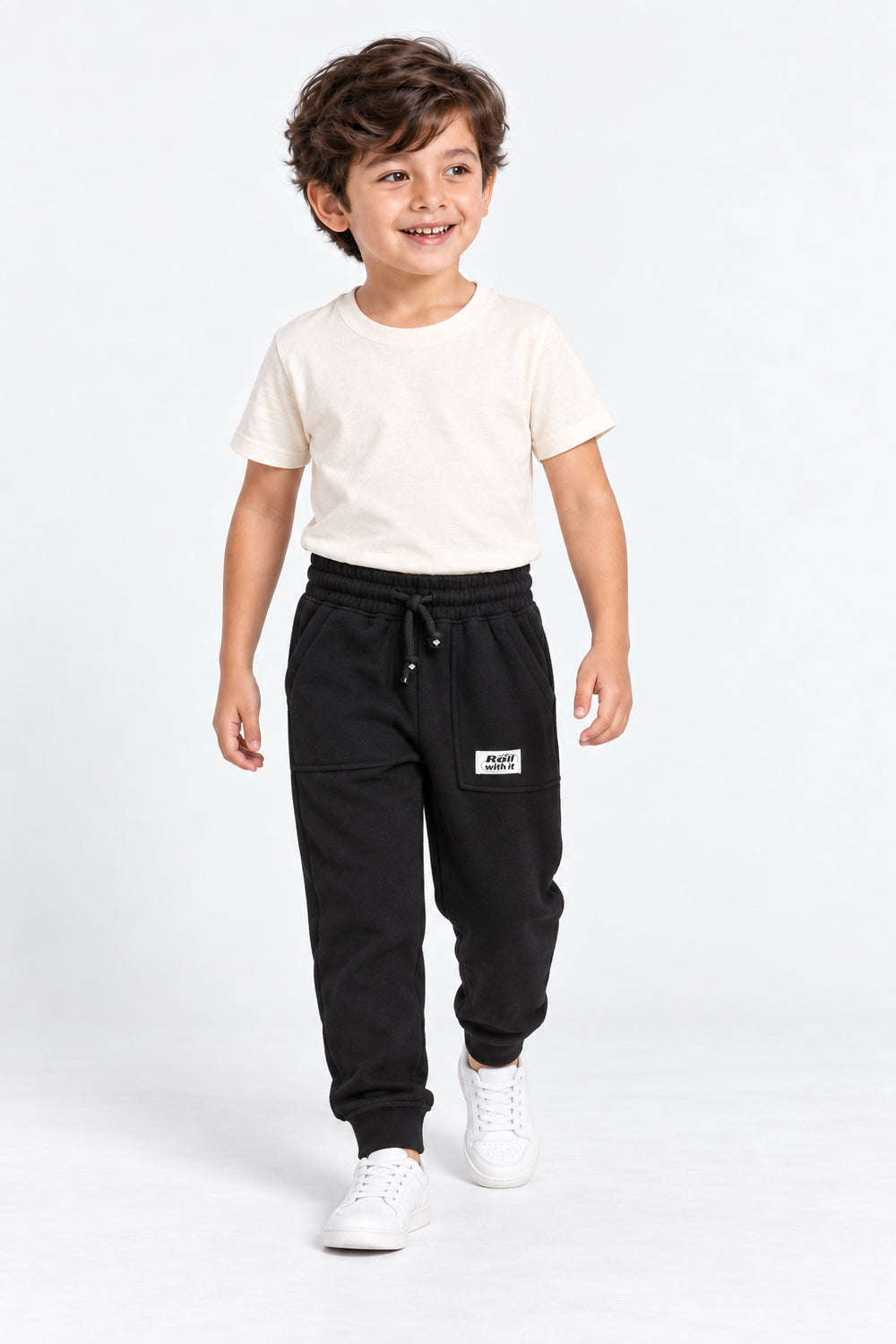 Boys Branded Fleece Trouser - Black