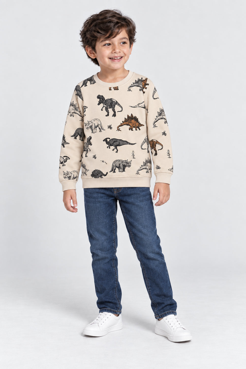 Boys Branded Graphic Sweatshirt - Cream
