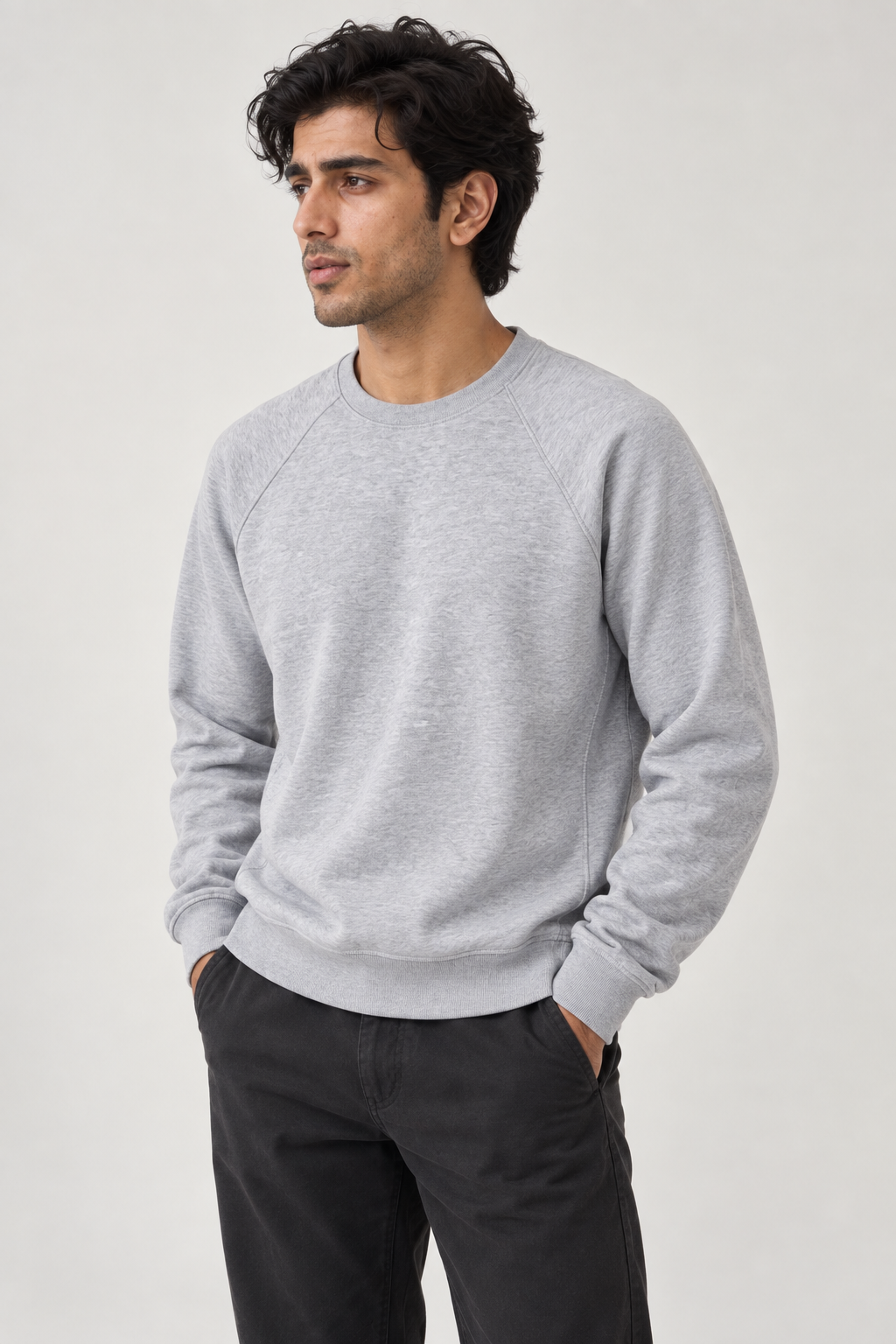 Men Branded Fleece Sweatshirt - L/Grey