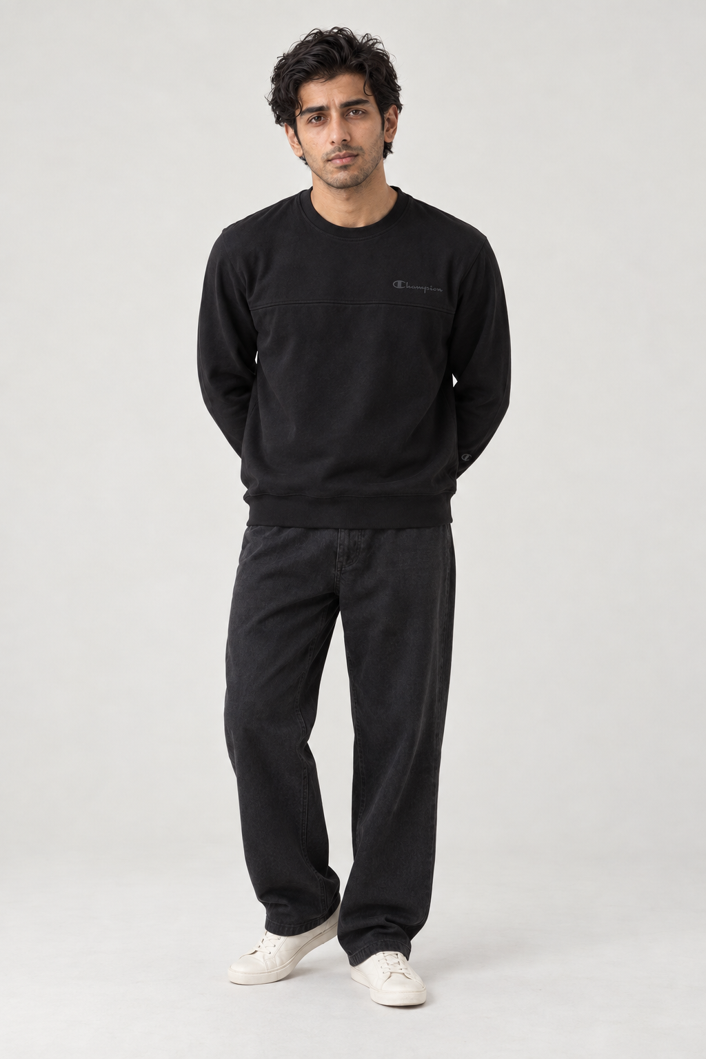 Men Breanded Fleece Sweatshirt - Black