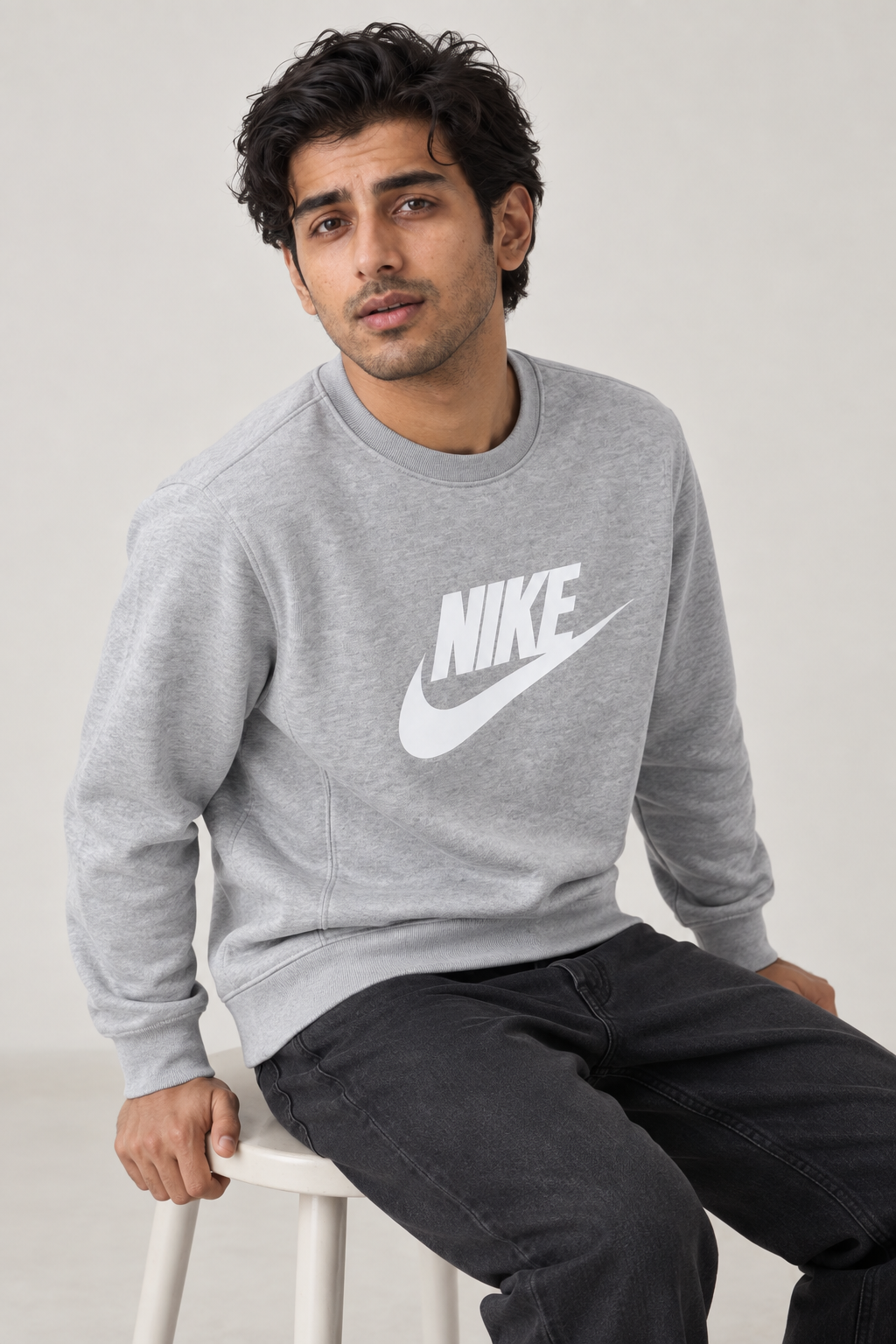 Men Branded Fleece Sweatshirt - Grey