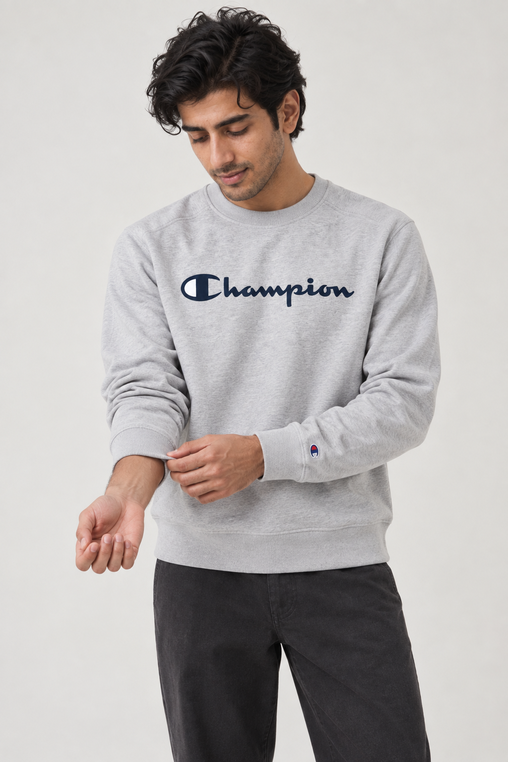 Men Breanded Fleece Sweatshirt - Grey