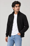 Men Branded Fleece Zipper - Black