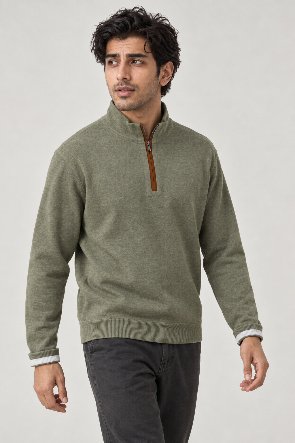 Men Branded Mockneck - Green