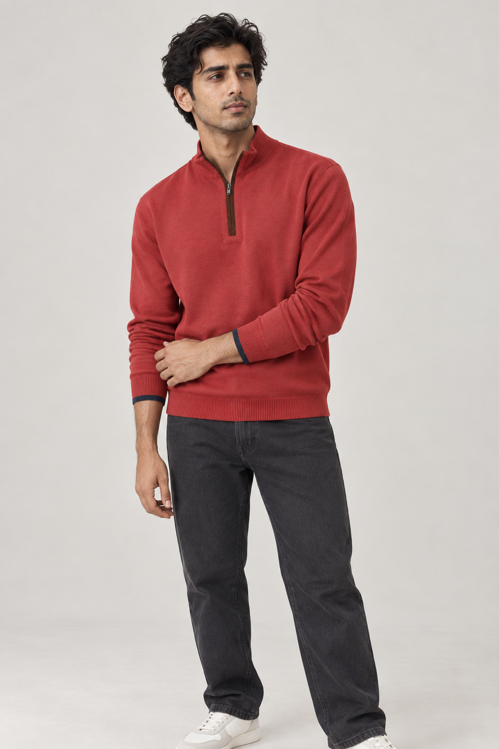 Men Branded Mockneck - Red