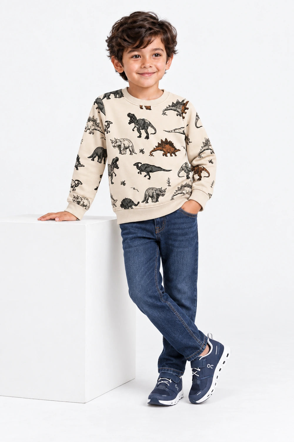Boys Branded Graphic Sweatshirt - Cream