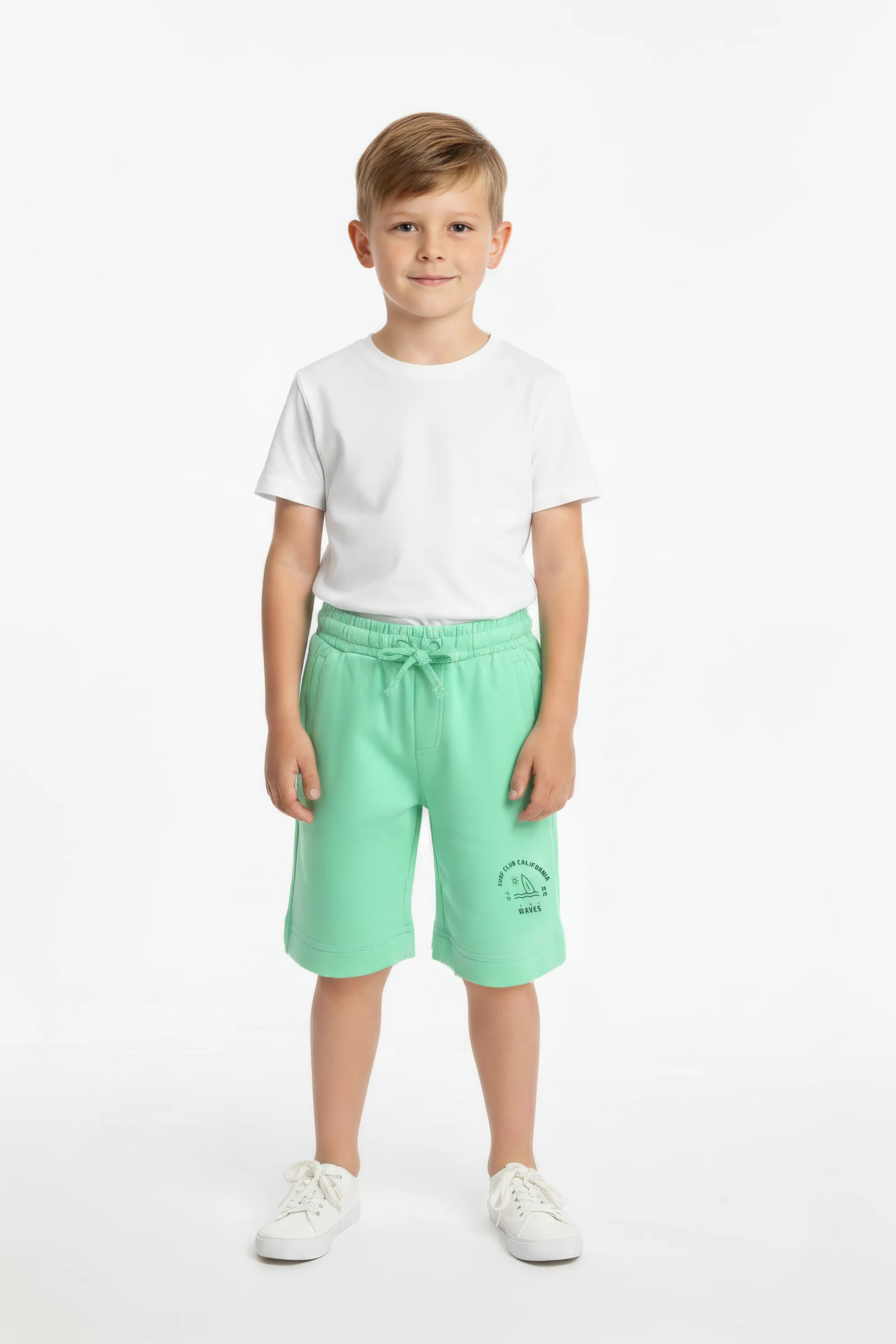 Boy Branded Graphic Short - Green