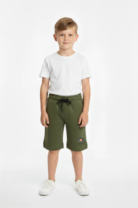 Boy Branded Graphic Short - D/Green