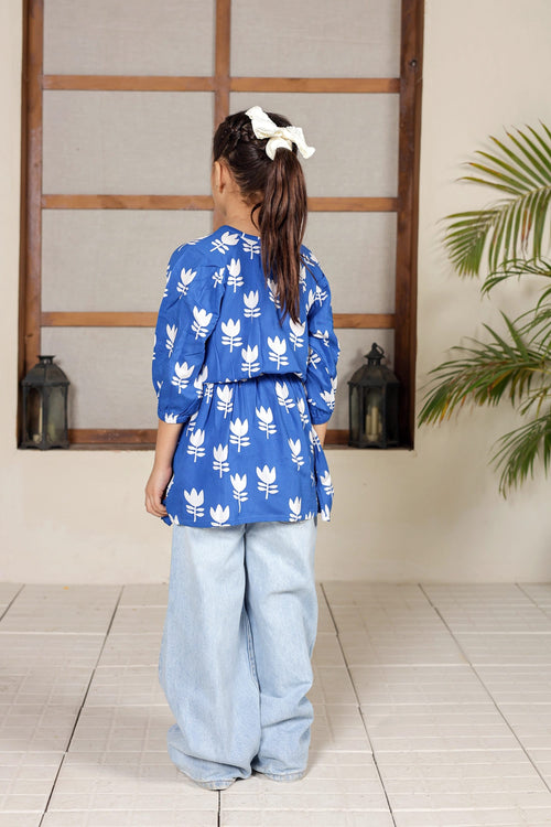 PRINTED VISCOSE LONG TOP