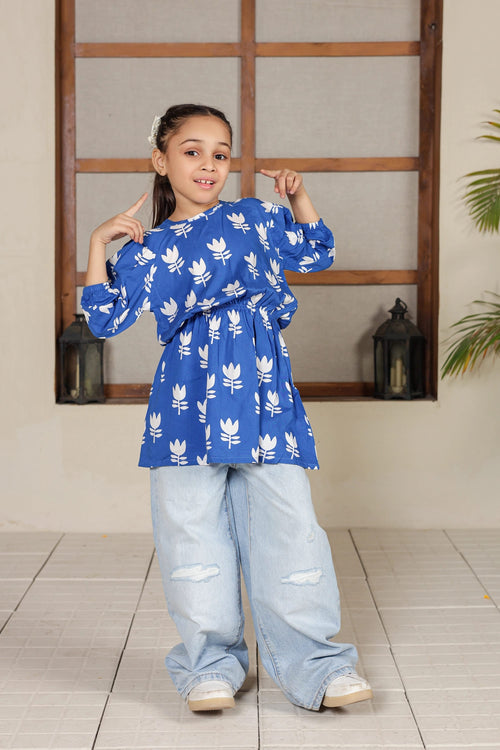 PRINTED VISCOSE LONG TOP