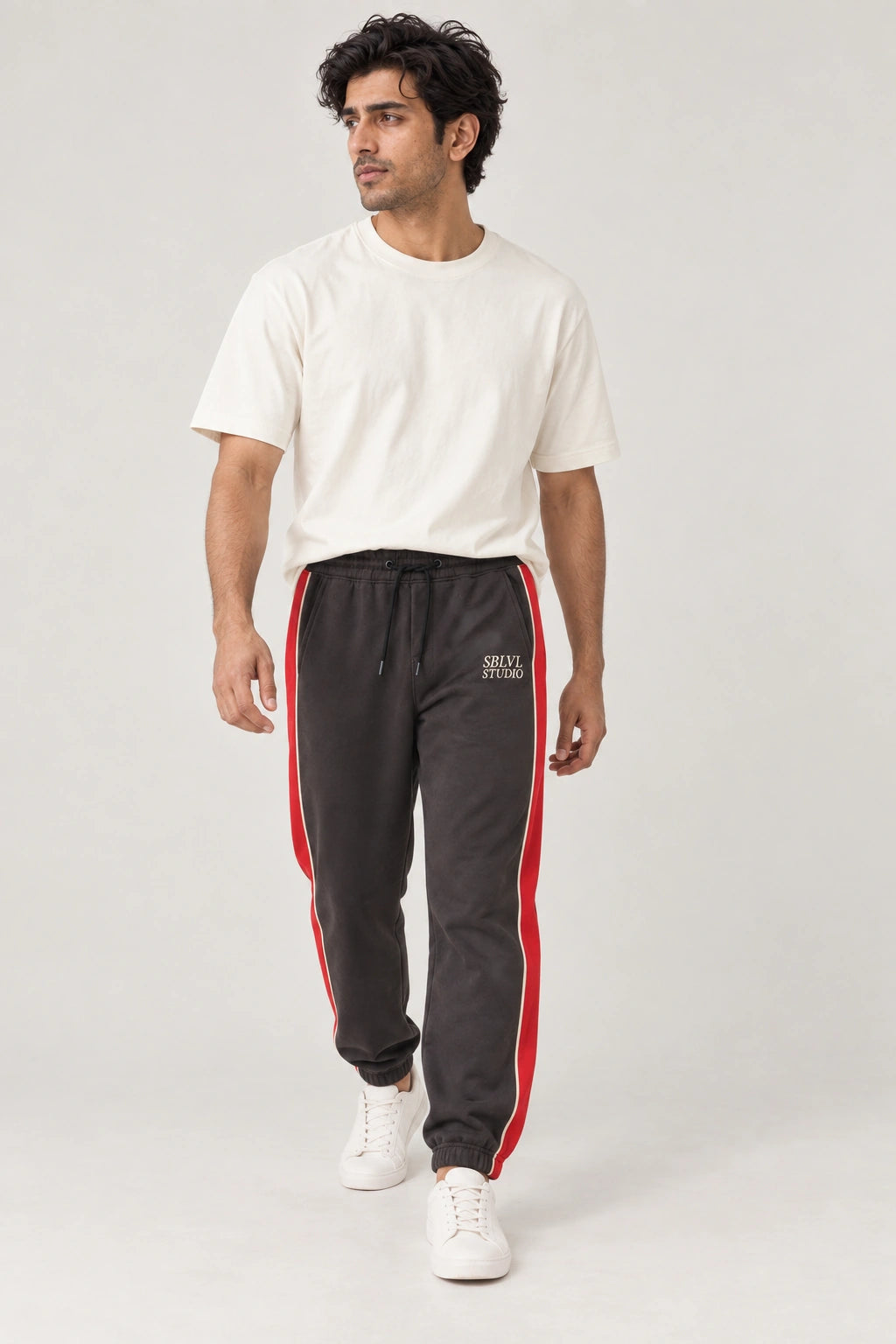 Men Branded Fleece Trouser - Charcoal