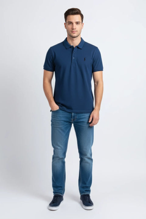 Men Pique Polo - BLUE