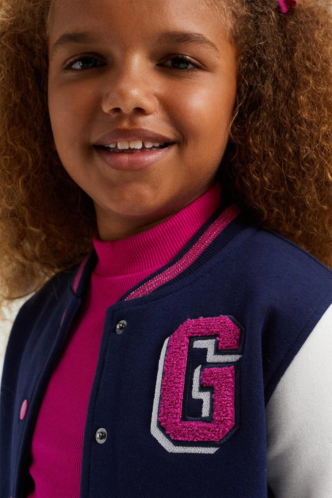 Girl Branded Embellish Jacket - Navy