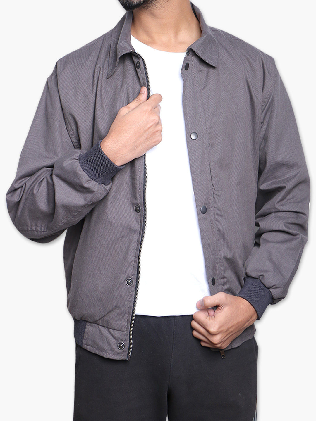 Men Twill Jacket Over Placket MJ-2201 - Charcoal