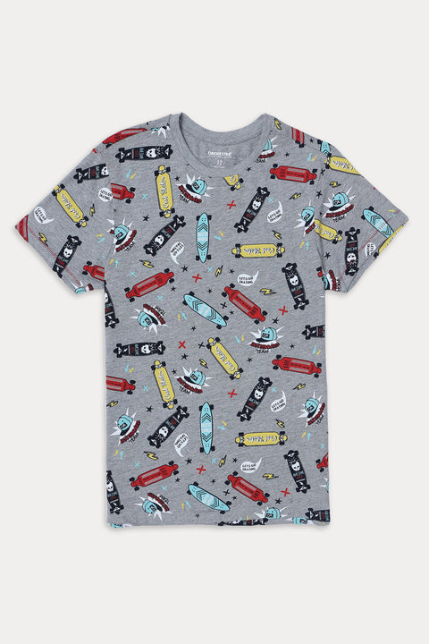 Boys Branded Graphic T-Shirt - Gray