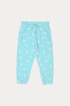 Girls Branded Graphic Pajama -Sky Blue