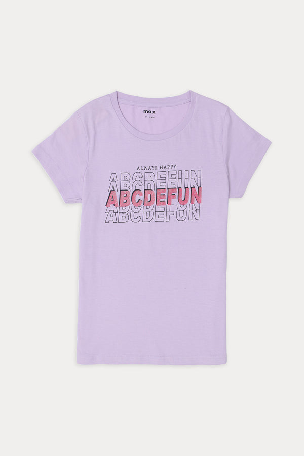 Girls Graphic T-Shirt (Brand: MAX) - L/Purple