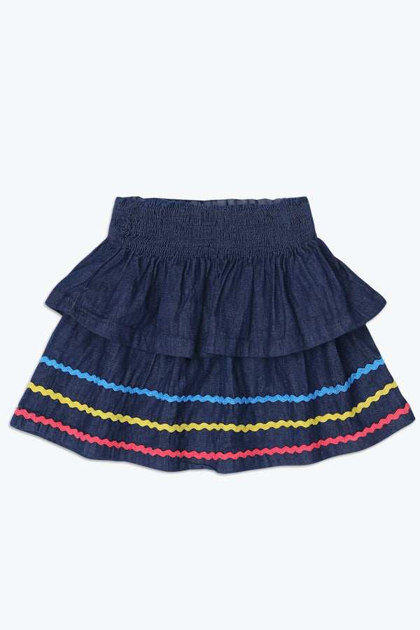 Girls Embellish Mini Skirt - Denim