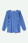 Girls Denim Shirt With Frill F/S GDT-004