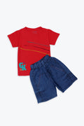 Boy Strpies 2-Piece Suit - Red