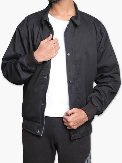 Men Twill Jacket Over Placket MJ-2201 - Black