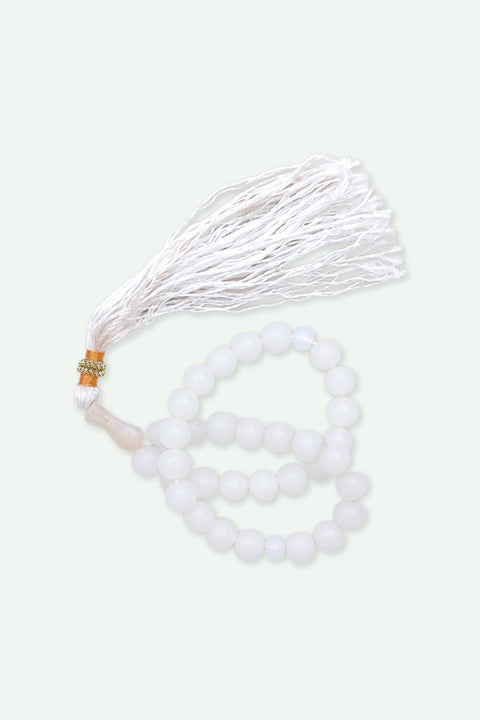 Aqeeq Tasbih 33 Round Beads - White