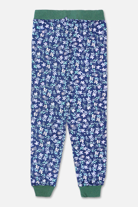 Women's Printed Jogger Trouser - Navy