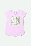 Girls Branded Sequins T-Shirt - Pastel Pink