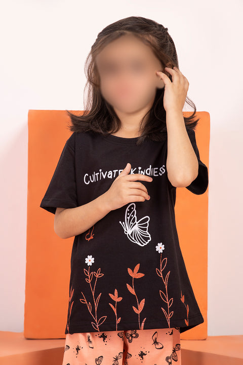 Girls Graphic 2-Piece Suit - Black & Orange