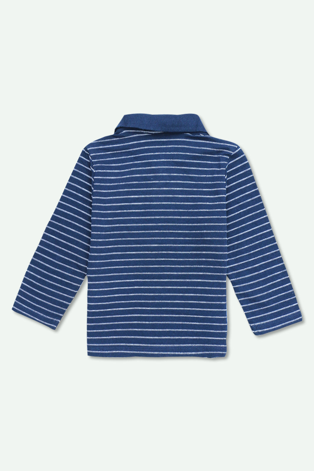 Boys Branded Stripes Polo F/S - Navy