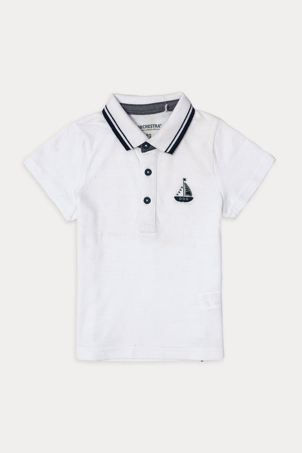 Boys Branded Polo - White