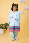 Girls Eastern Printed Cotton 2-Piece Suit GS2220B - Sky Blue