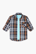 Boys Casual Checkered Shirt BS23-01 - Black Brown