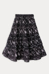 Girls Printed Long Skirt - Black