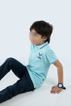 Boys Contrast Tipping Polo Hidy Print - L/Blue