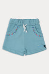 Girls Branded Graphic Terry Short - Turquoise