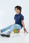 Boys Contrast Tipping Polo Hidy Print - Navy Blue