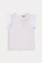 Girls Branded Stripe T-Shirt  - White & L/Pink