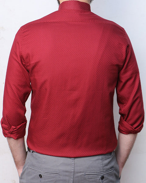 Men Hard Collar Formal Shirt MFS23-1 Maroon