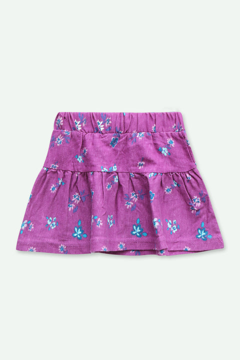 Girls Graphic Cotton Mini Skirt - Magenta