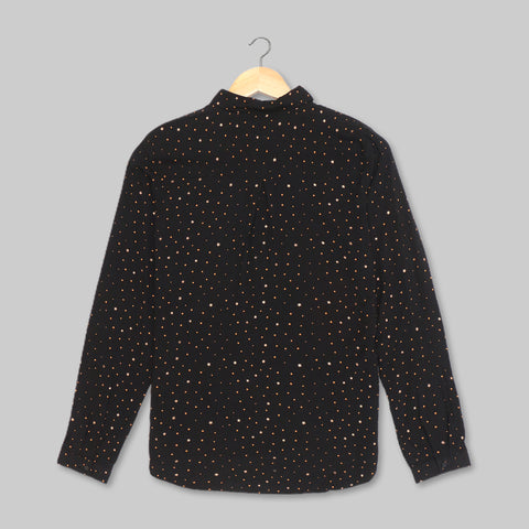 Women's Orange Stars Printed Shirt - Black