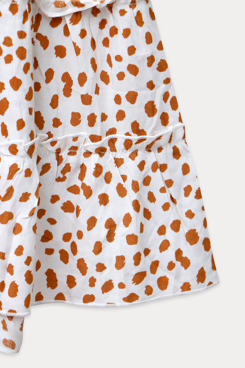 Girls Printed Long Skirt - Orange