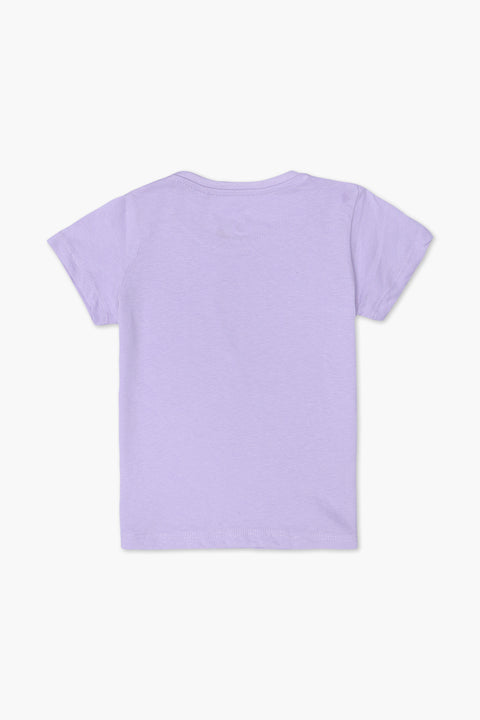 Girls Branded Graphic T-Shirt - L/Purple