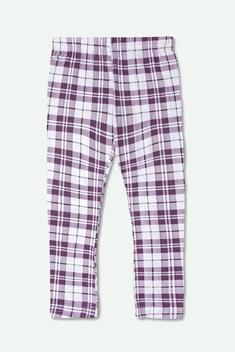 Girls Checkered Pajama - Purple
