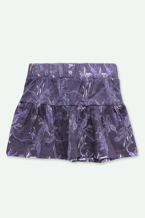 Girls Graphic Cotton Mini Skirt - Purple