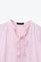 Women Linen Loungewear Suit Fall Style - Pink